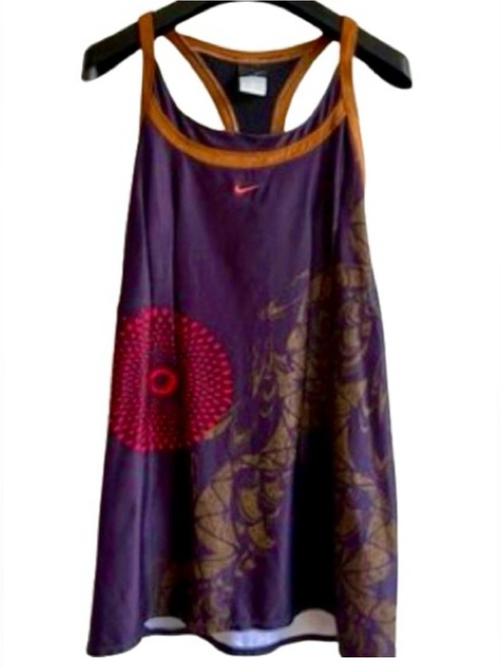 Nike Serena Williams Asian Design Bronze Purple red accent gorgeous dress MEDIUM